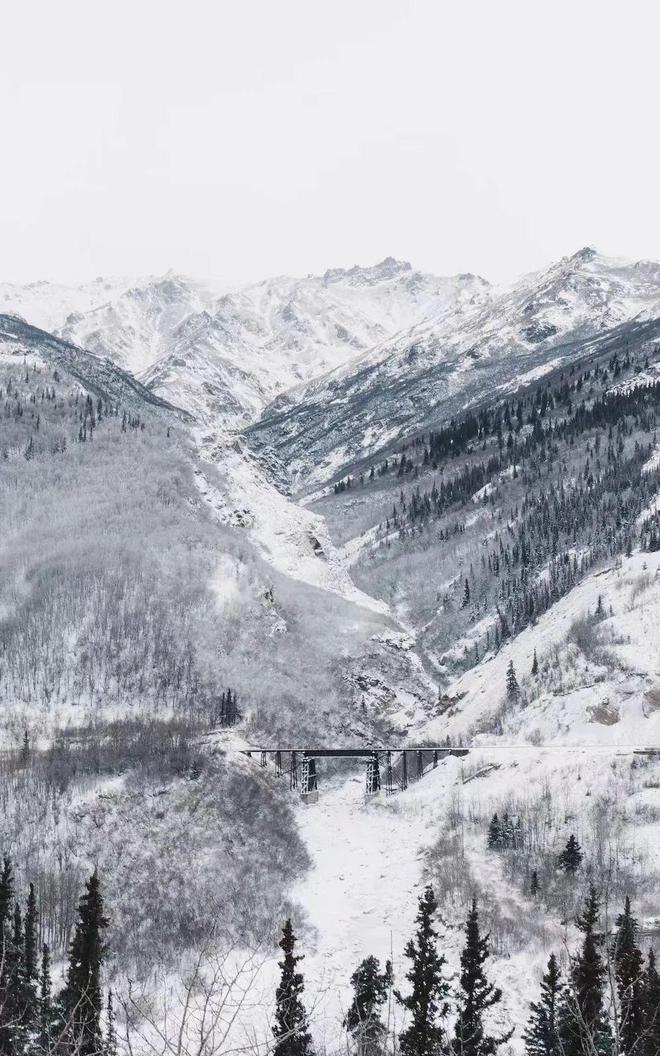 冬天的山脈，白雪覆蓋的靜謐之美